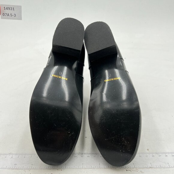 Black Women Round Toe Block Chunky Low Heel Chelsea Boot Back Zip Ankle Boots - Picture 6 of 6